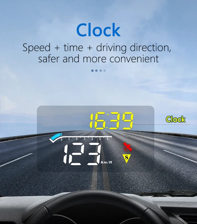 Obd + نظام تحديد المواقع المزدوج HUD رئيس يصل عرض الزجاج الأمامي العارض اتجاه الدفع RPM سرعة الأمن إنذار درجة حرارة الماء لجميع السيارات