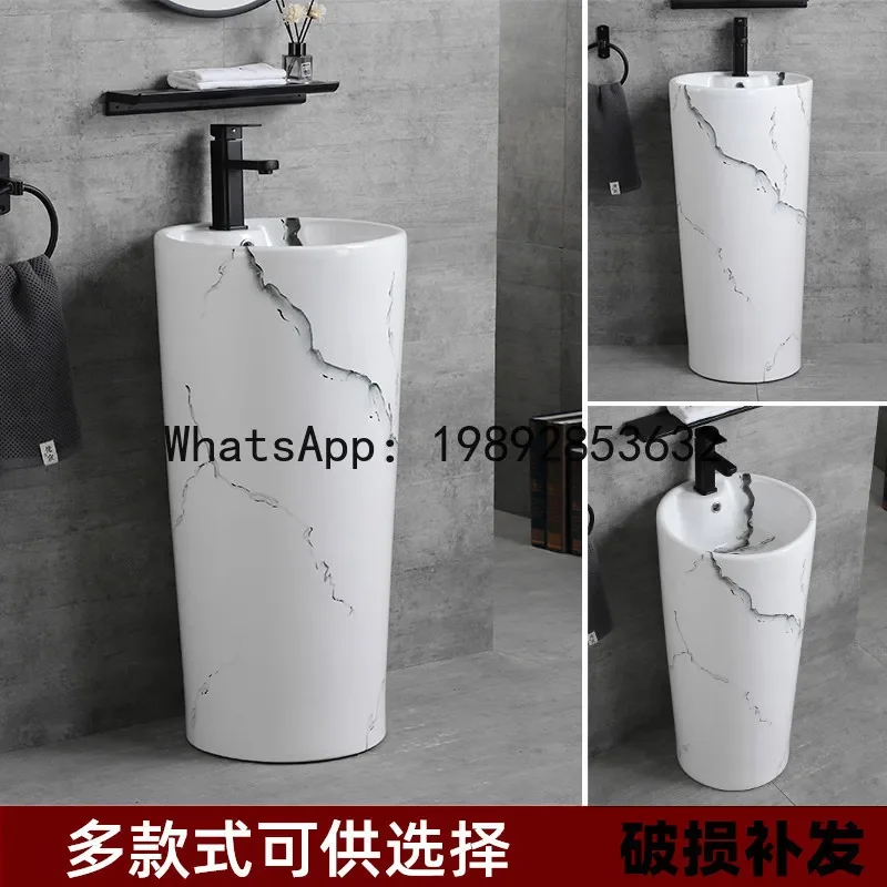 

i5.11 marble pattern stand basin integrated washbasin - ideal for hotels, outdoor patios, and balconies - ceramic washbasin