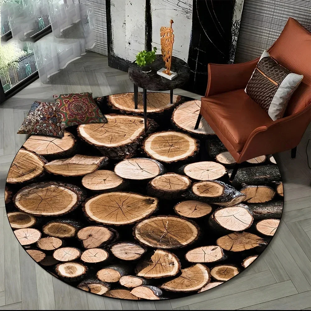 

3D Wood Grain Round Rug – Soft Non-Slip Floor Decor for Living Room, Bedroom & Kids’ Play Areas