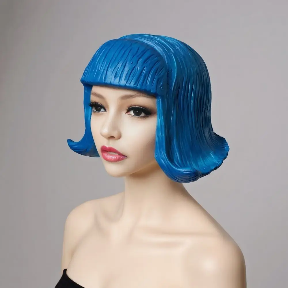 

Novelty Short Bob Pretty CD Wig Comfortable To Wear Realistic Latex Mask Reusable Soft Rubber Colorful Hair Hats Dance Party
