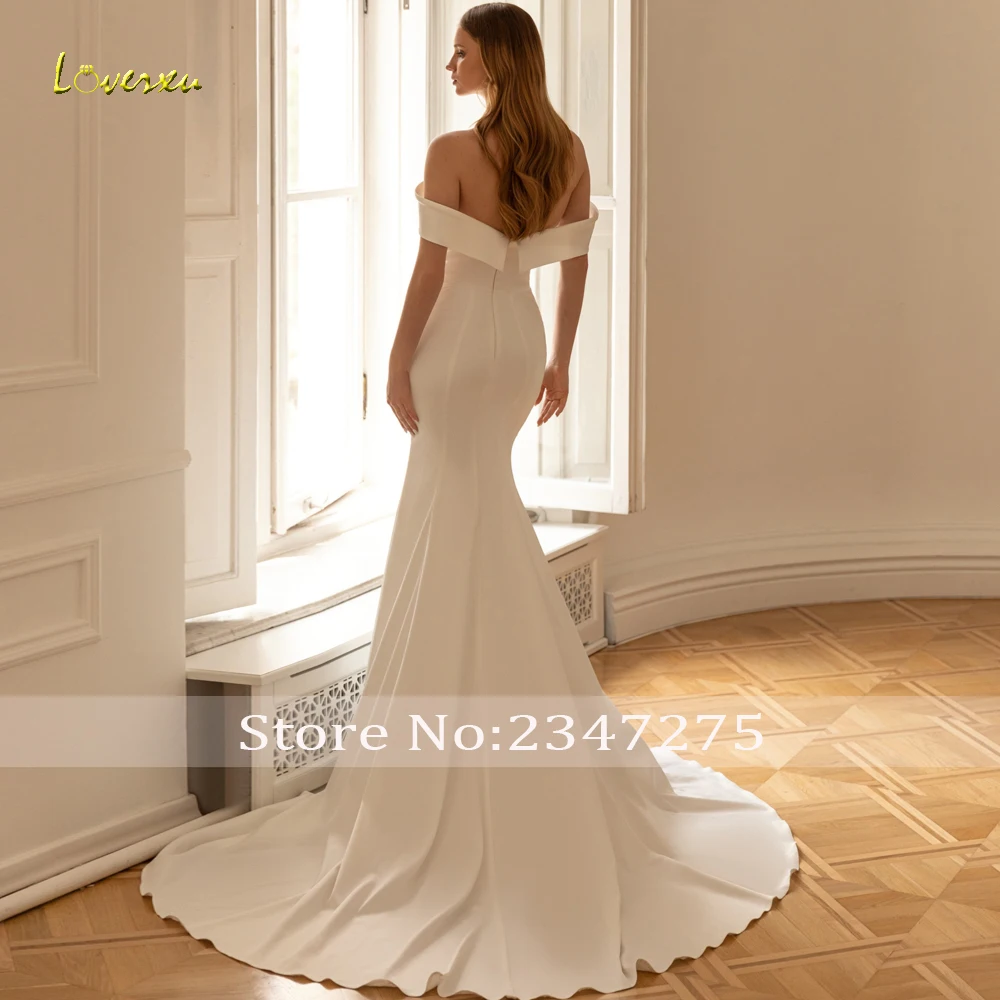 Loverxu Meerjungfrau matt Satin Brautkleider Schatz von der Schulter Brautkleid abnehmbaren Zug sexy Vestido de Novia