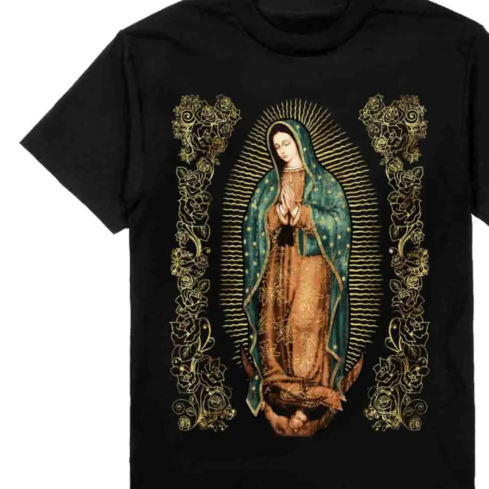Virgen de Guadalupe T Shirt vintage Washed Breathable Casual Stretched Stylish Unisex Soft graphic streetwear homme fashion