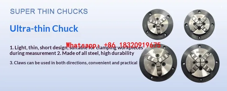 Cyclmotion Thin-type 3-jaw 4-jaw manual chuck with flange roundness tester for measurement and inspection
