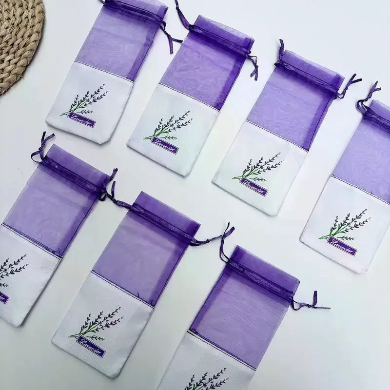 50/100Pcs Transparent Sachet Empty Bag Purple Strap Mesh Bag Suitable For Living Room Study Aromatherapy Supply For Daily Use