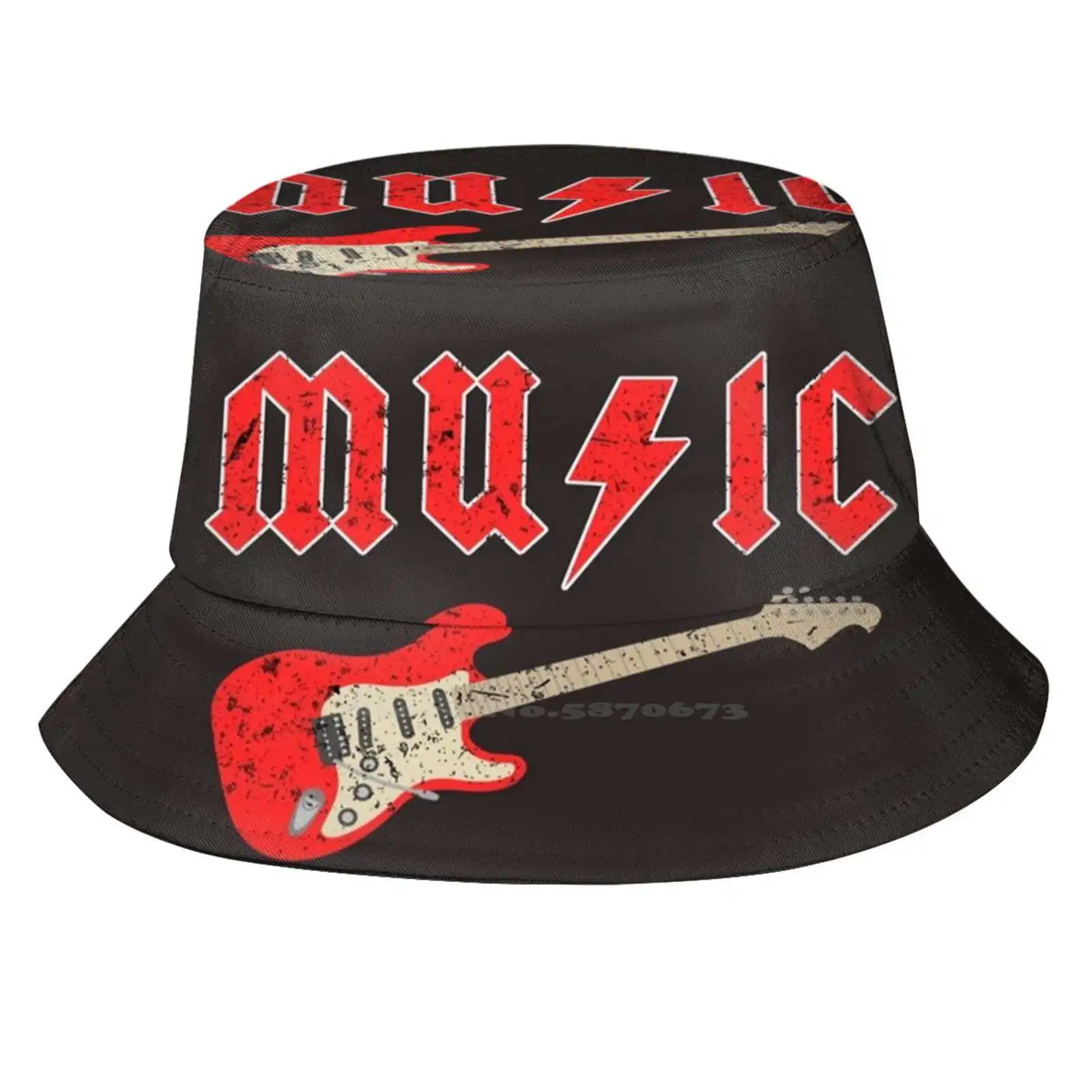 Music Lightning Bolt With Red Electric Guitar For Or Rock Music Fans For Concert And Festival Goers Unisex Fashion Women Men