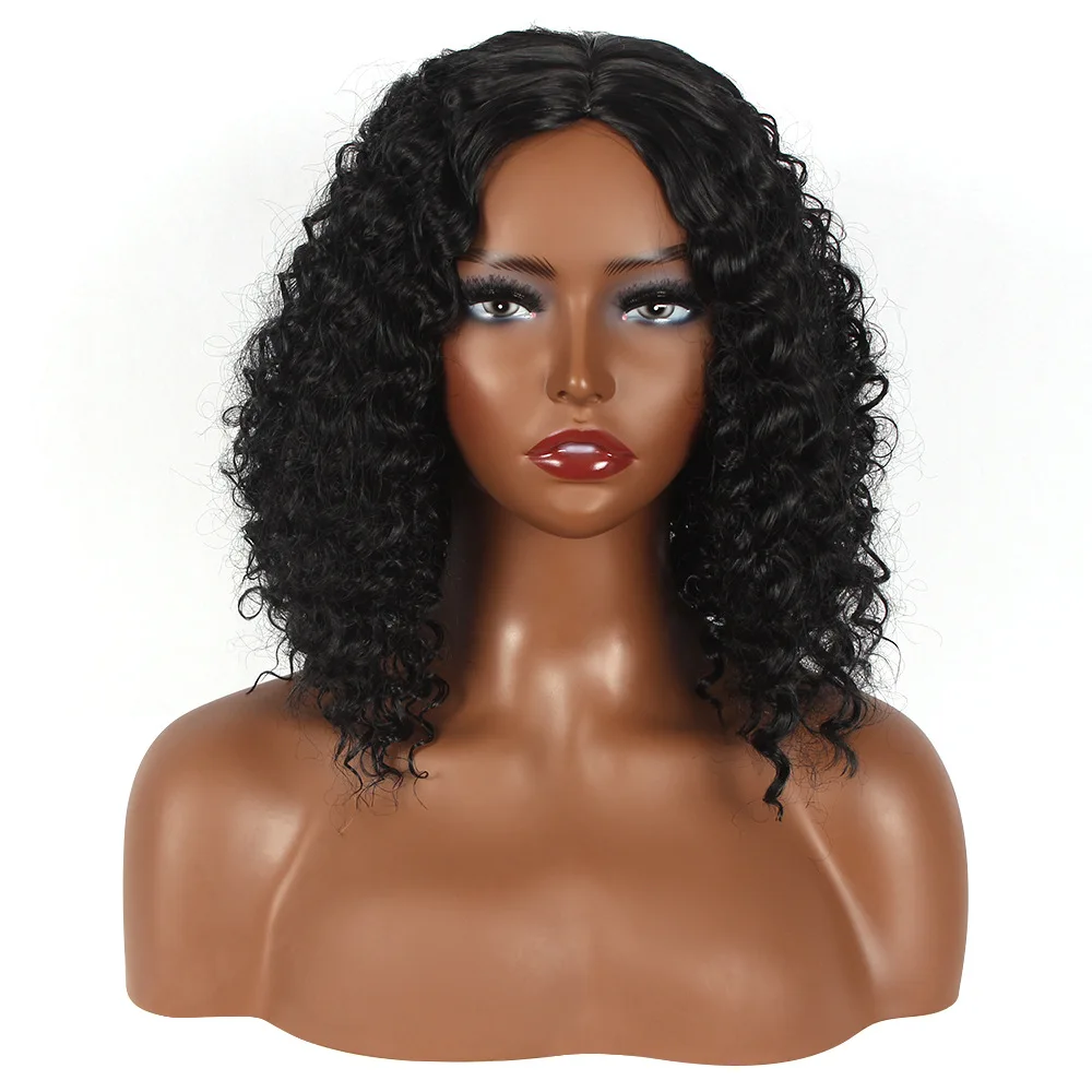 Synthetic Curly Bob Wig with Bangs Short Spiral Curls Heat Resistant Fiber Full Cap Cosplay Party Halloween Daily Costume