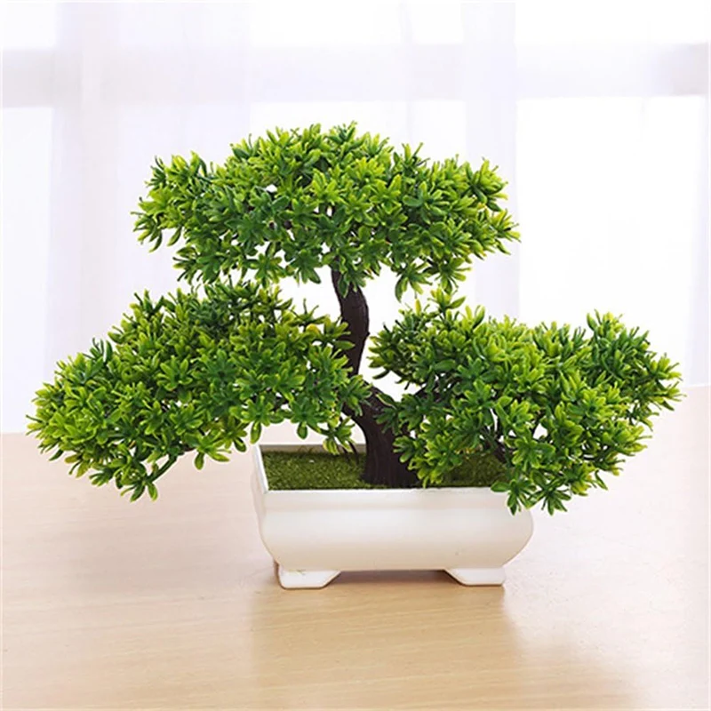 Small Tree Pot Artificial Plastic Plants Bonsai Simulation Table Potted Ornaments Fake Plant Arrangement Home Table Decoration