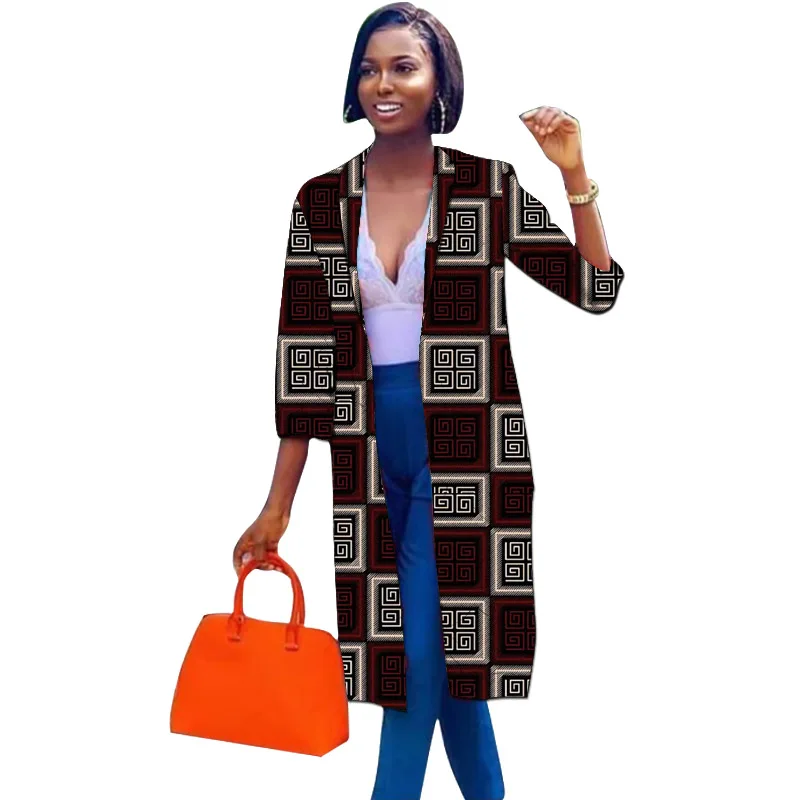 Cardigan Design Women\'s Long Blazers Three Quarter Sleeve Coats Trendy African Print Suit Jackets Ladies Ankara Outfit