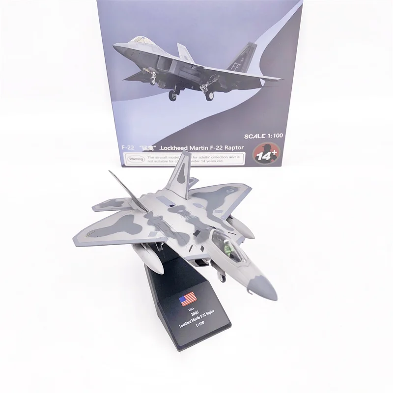 F-22 de combate de aleación a escala 1/100, avión de la Fuerza Aérea de los Estados Unidos F22, modelo de simulación fundido a presión, regalos para