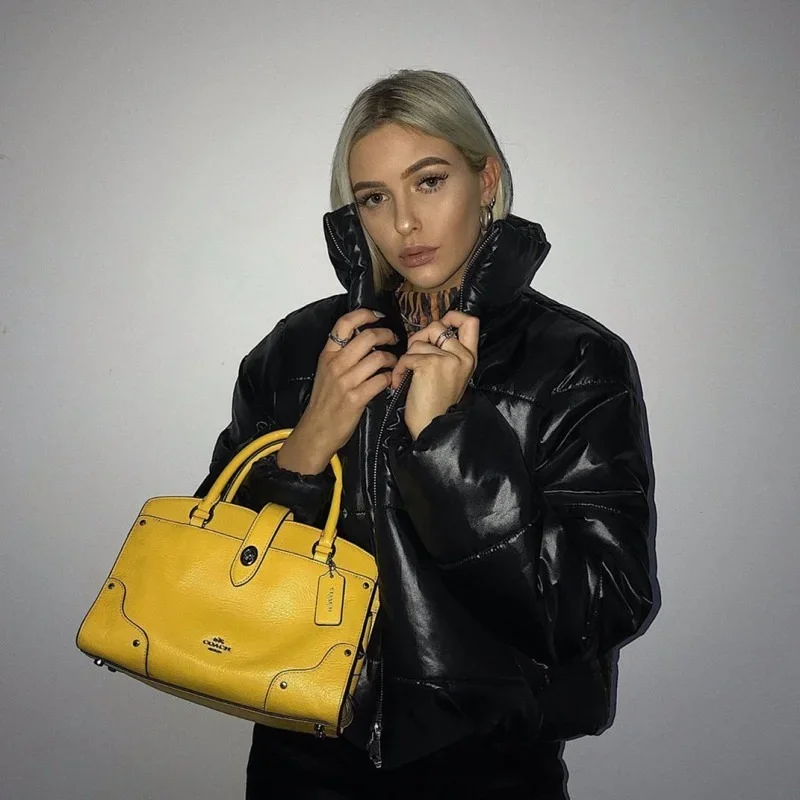 Quilted Thick Warm Zipper Long Sleeve Parka Women's Winter Coat Drawstring High Neck Jacket White Warm Bread Cotton Jacket