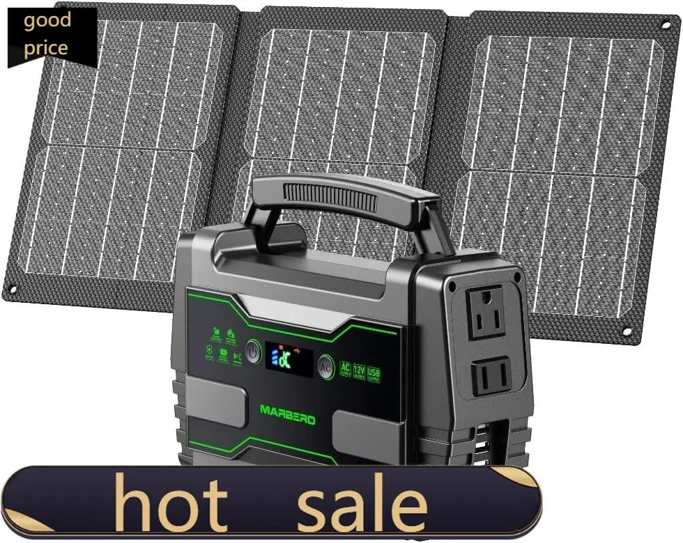 

Solar Generator 155Wh with 30W Solar Panel Portable Power Station with 2x 100W AC Outlets Peak 150W QC3 0 USB UL Certified