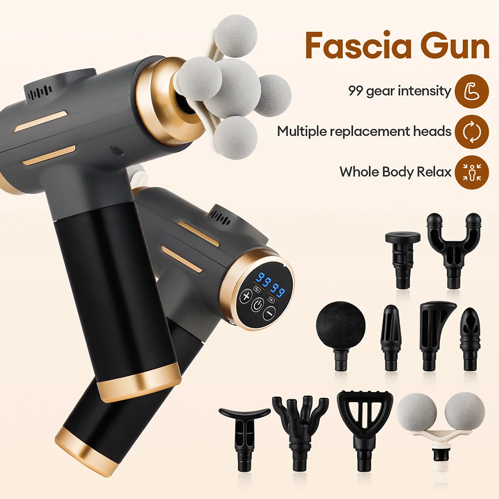 

Массажер для тела 99 Level Strong Fascia Gun с 5 насадками, высокочастотный вибрационный массажер для расслабления плеч, талии, ног