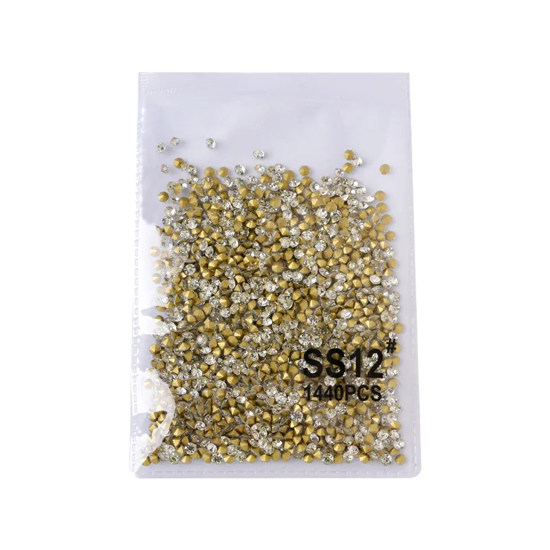 1440PCS SS3-SS16 Super Sparkle White Czech Sharp Bottom Diamonds Pile Glass Nail Art Rhinestones Decorations Manicure Ornaments