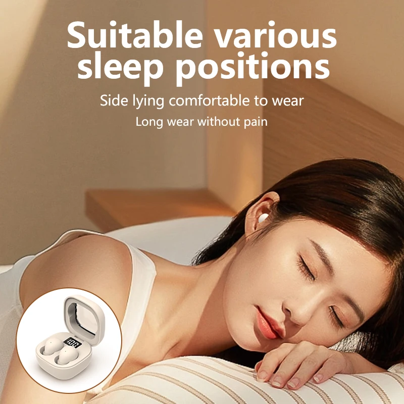 SK Small Headphones Wireless Bluetooth Headset Sports Sleeping Invisible Earbuds Noise Reduction HD Bass Sound Quality Earphones