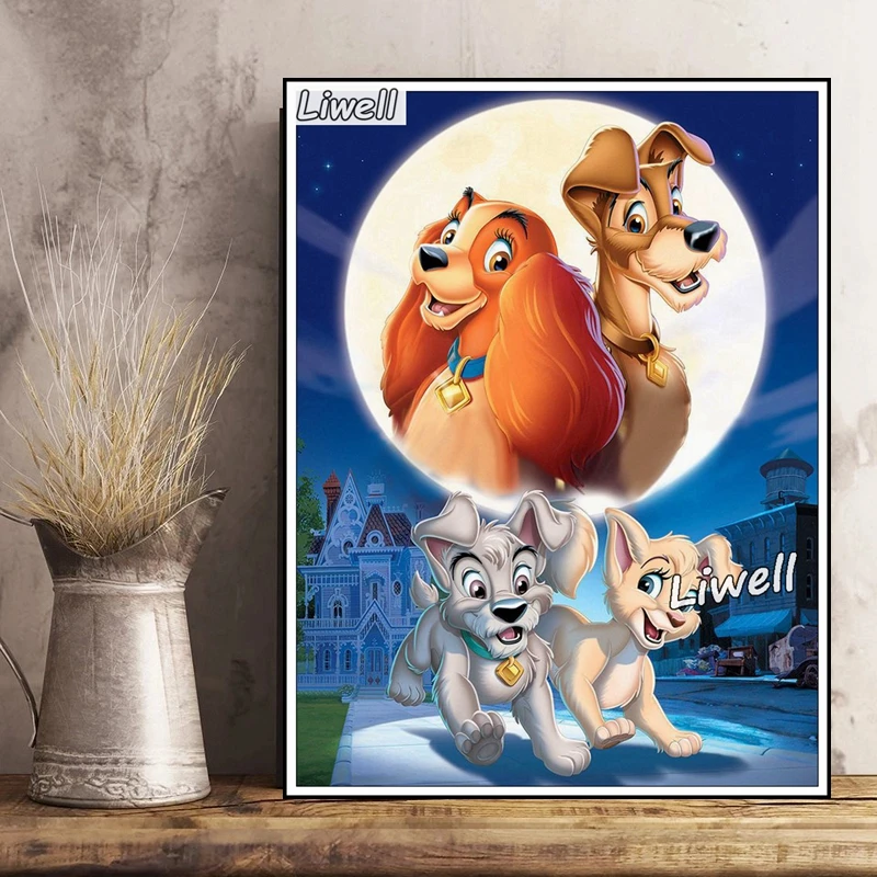 Lady And The Tramp Series Scamp's Adventure Diamond Painting Disney Cartoon Mosaic Cross Stitch Handwork Kids Birthday Gift