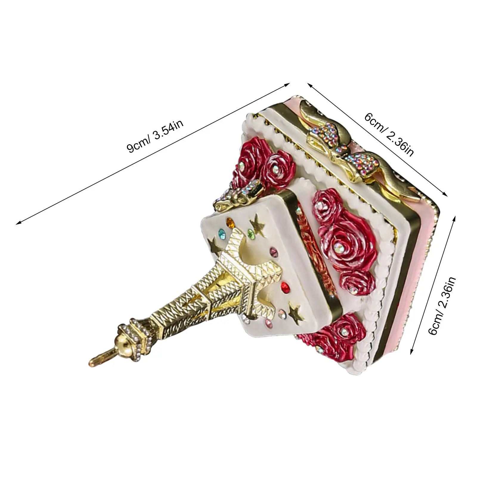 Mini Eiffel Tower Jewelry Box Vintage Metal Enamel Trinket Box Hinged Lid Magnetic Keepsake Organizer for Necklace Rings