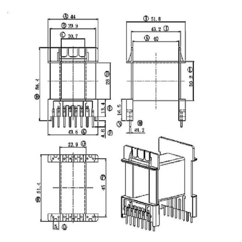 High frequency transformer EE65 soft  core and bobbin horizational 8+8pins 1set/lot free shipping