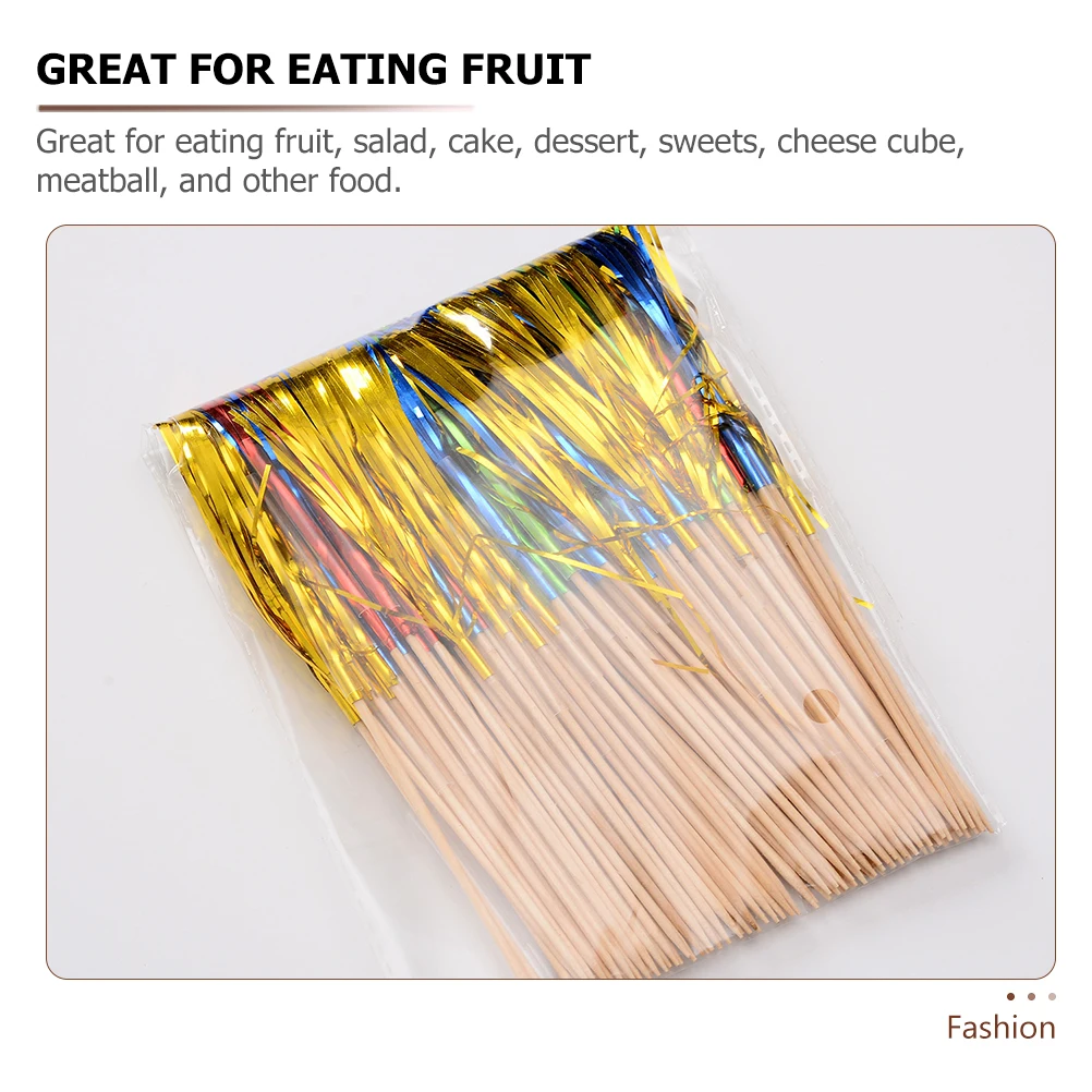 

Colorful Picks Premium Fruit Skewers Sturdy Cake Dessert Party Supplies Foil Cupcake BBQ Kitchen Bar Tools Decor