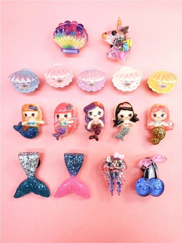 Lovely Cartoon Mermaid Octopus Shoe Charms Decorations Shoes Ornaments Garden Clog Shoes Accessories Diy Buckle Decor Kids Gifts