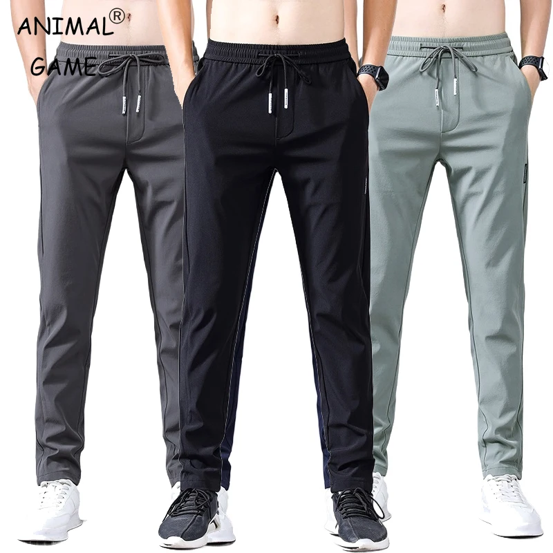 New Men's Casual Long Pants Slim Pencil Pants Straight Breathable Trousers Male Fashion Stretch Khaki Jogging Streetwear men