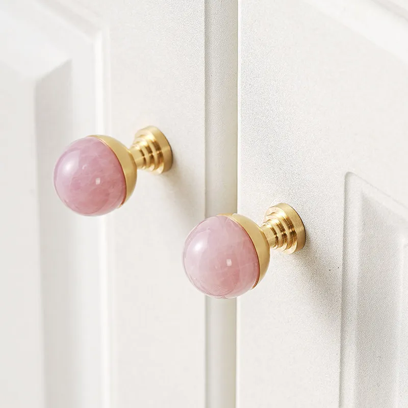Light Luxury Crystal Drawer Handle New Brass Round Furniture Knob Creative Nordic Storage Cabinet Knob Modern Cabinet Handle