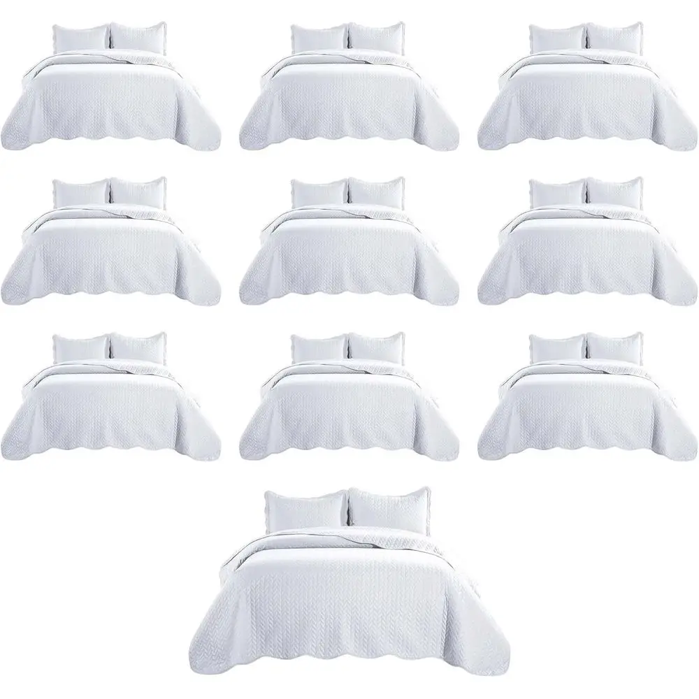 

Queen Size Lightweight Reversible Microfiber Quilt Set, 90 x 96, Pack of 10 for Wholesale or Accommodations
