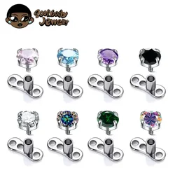 ASTM F136 Titanium Dermal Anchor Piercing 16G Microdermal Piercing Skin Diver Dermal Piercing Inlaid with 5A CZ Body Jewelry