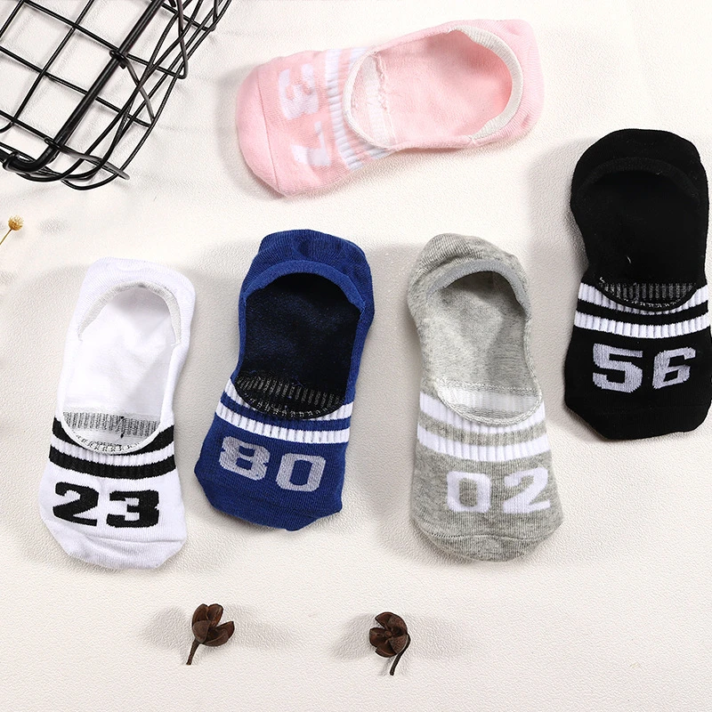 5 Pairs Ladies Print Striped Number Women Invisible Footsies Shoe Liner Trainer Ballerina Boat Socks 2025 Socks Women