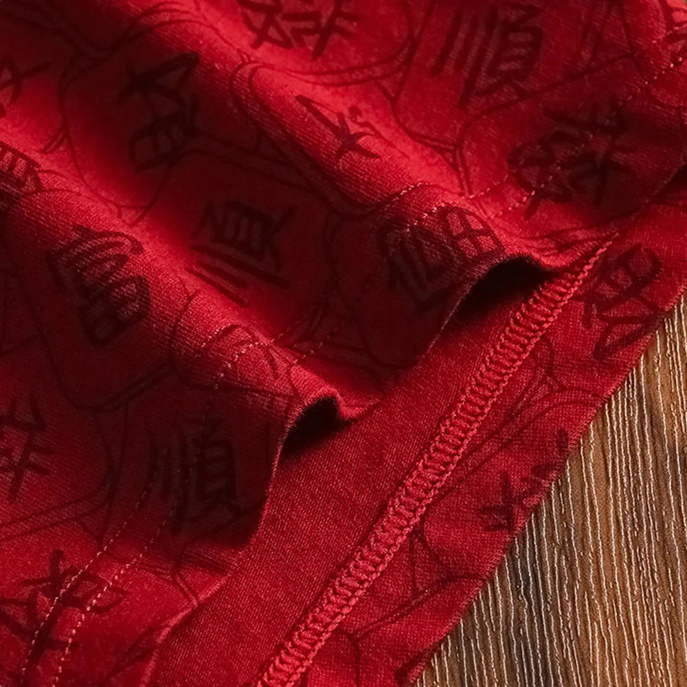 10pcs Men's Underwear Pure Cotton Red Boxer Shorts Antibacterial Skin-friendly Four Corner Briefs Breathable