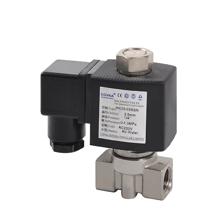 

COVNA Urgent Order Water Solenoid Valve HK-02 DN8 2 Way 12V DC Normally Closed Stainless Steel Micro Pneumatic Solenoid Valve