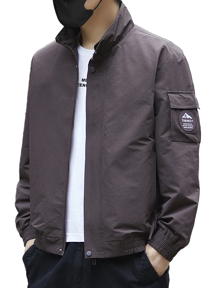 

2026 New Spring Autumn Men's Streetwear Stand Collar Cargo Jacket Minimalist Fashion Stylish Design Versatile Comfortable Casual