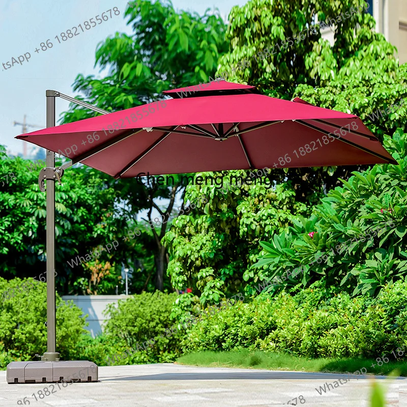Outdoor Parasol Garden Umbrella 2.7*3m Foldable Retractable Large Umbrella Suitable for Courtyard Terrace Beach Swimming Pool