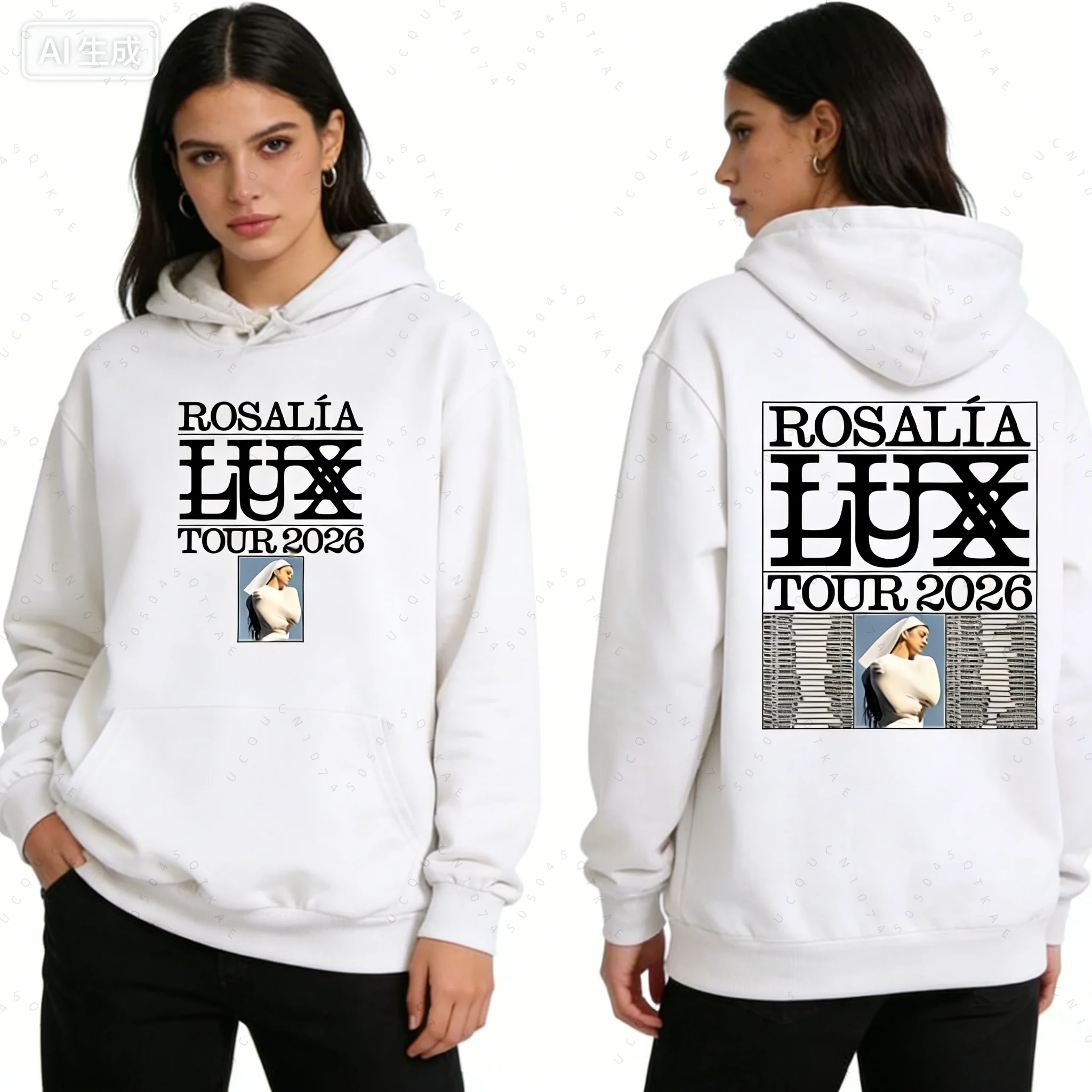 

2026 модные толстовки Rosalia Lux Tour с длинными рукавами, свободные зимние толстовки с флисовым капюшоном, уличная одежда унисекс с принтом, одежда