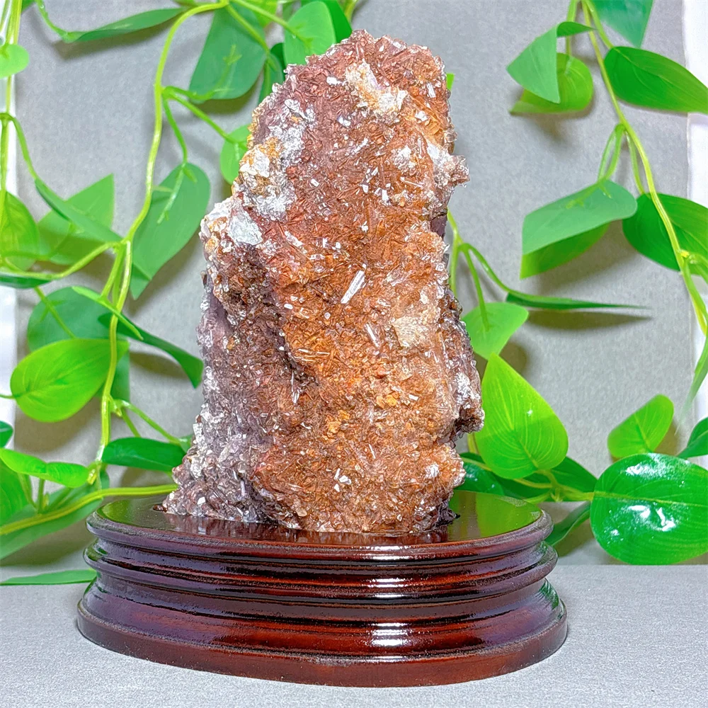 Red Quartz With Fluorite Specimen Crystal Quartz Stone Home Decoration Reiki Gifts Energy Healing Garden Decorations +Stand