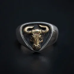 Thai Silver Bull Men's Ring Simple Dseign Open Adjustable Rings