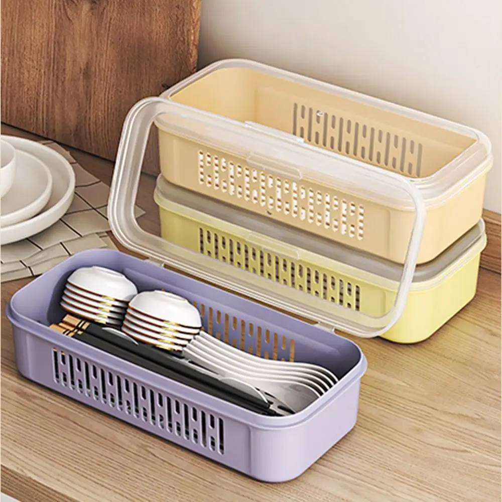 

Dustproof Chopstick Drying Box Rectangular Shape Single Layer Chopstick Draining Cage Ventilated Food Grade