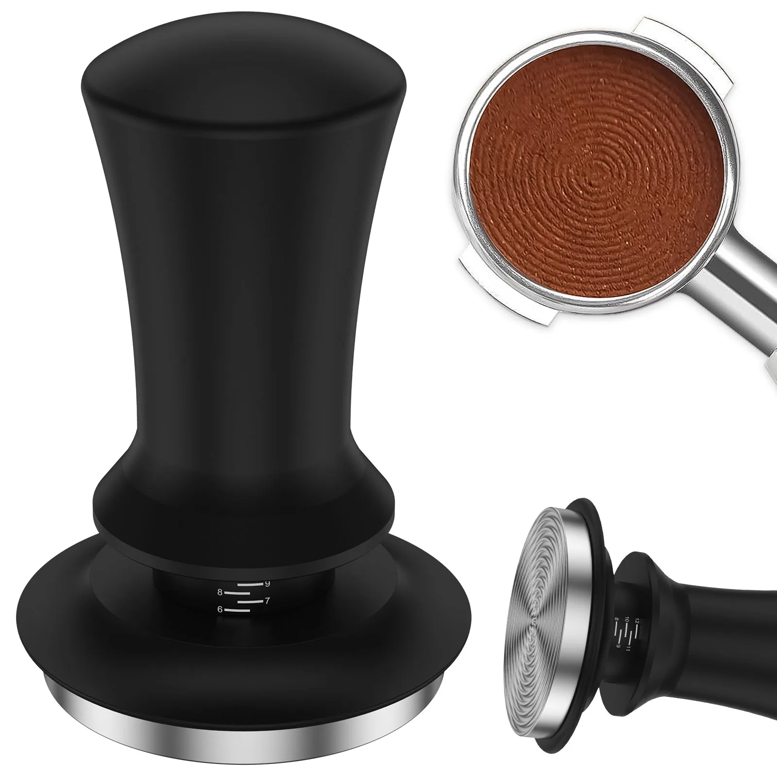 

Coffee Tamper 51mm Stainless Steel Espresso Hand Tamper with Scale Portable Even Coffee Tamper Adjustable Spring-Loaded Espresso