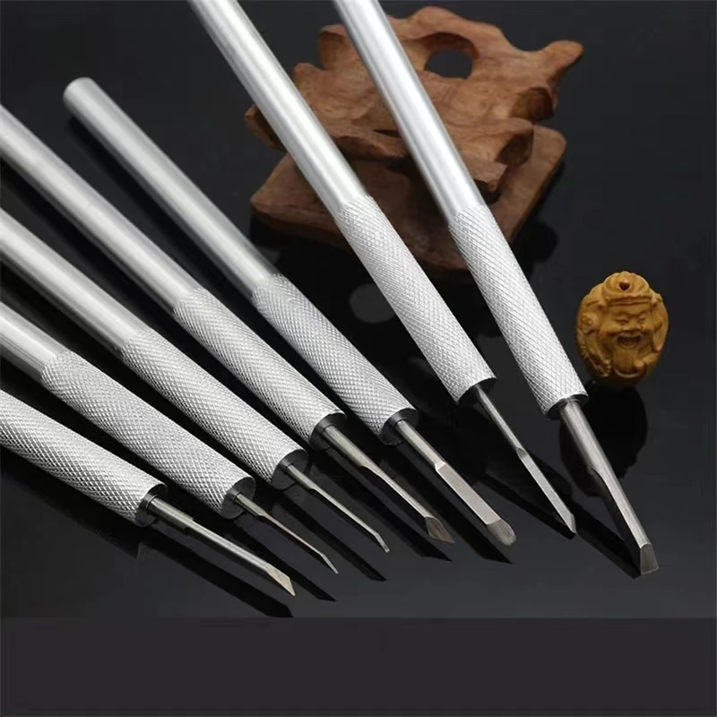 7Pcs Wood Carving Knife Tools Set Mini Walnut Engraving Aluminum Engraver Supply