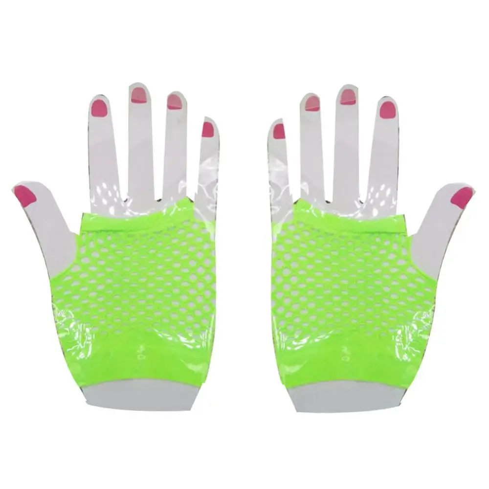 Guantes de malla sin dedos para mujer, guantes cortos de red de rejilla, guantes de red de rejilla de lujo, mitones de fiesta para despedida de soltera y Club nocturno