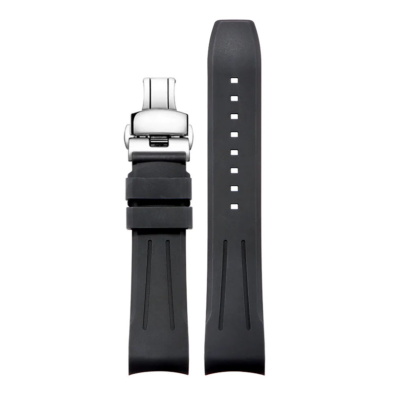 Correa de caucho fluorado compatible con reloj Certina DS Action Diver Sea Turtle Conservancy Special Edition C032 con extremo curvo