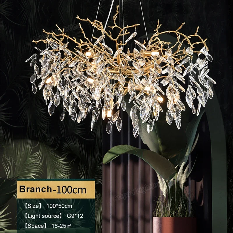 Modern Luxury Crystal Chandeliers Metal Long/Round Hanging Lamp for Dining Living Room Hotel Hall Art Gold Light Fixture Decora