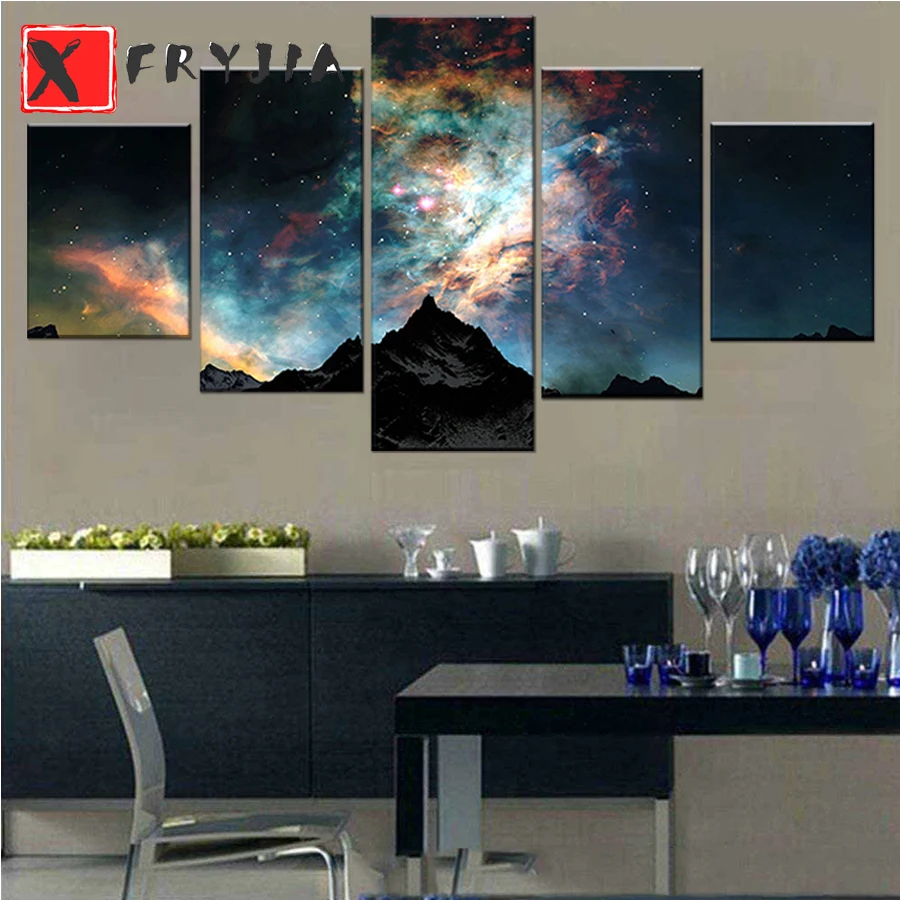 

5pcs Diamond painting Starry Sky Mountains Space Planet,full round square drill Multi Pane embroidery 5D DIY Diamond painting