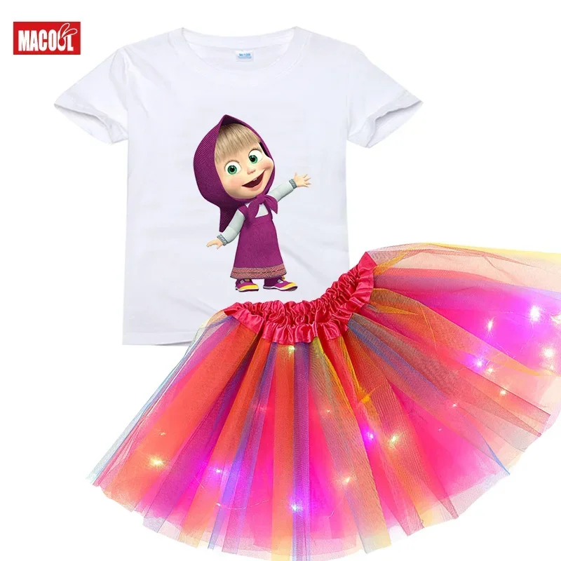 Girl Clothes Set Rainbow Dress Tutu Dress Suit Children Clothing Summer Skirt Kids Clothing Light Toddler Birthday Outfits Party