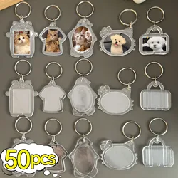 5/50Pcs Transparent Photo Frame Keychains Animal Shape Acrylic Insert Photo Split Key Pendant DIY Key Holder Anniversary Gifts