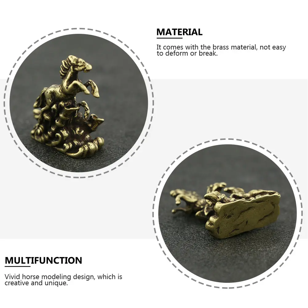 

2pcs Exquisite Brass Steed Desktop Decor Creative Horse Ornament Retro Style Craft Adornment Vintage Animal