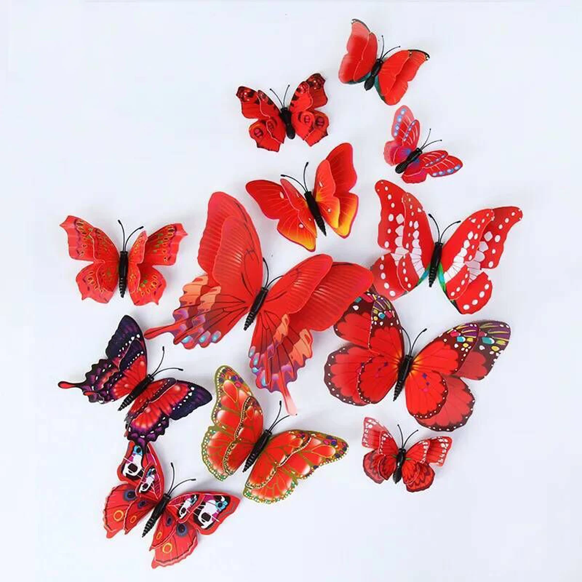 12pcs 3D Double Layer Butterflies Wall Stickers Living Room Decor Wedding Kids  Decoration DIY  Art Magnet