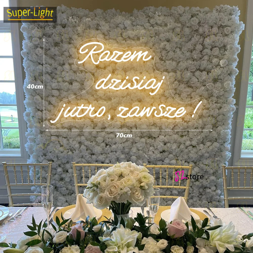 Insegna al Neon a LED grande luce al Neon personalizzata 70x40cm insieme oggi, sempre! Per la decorazione della casa della stanza di compleanno del matrimonio