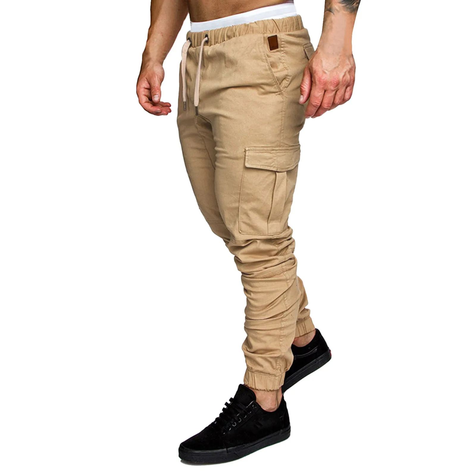 Men Casual Joggers Pants Solid Thin Cargo Sweatpants Male Multi-pocket Trousers New Mens Sportswear Hip Hop Harem Pencil Pants