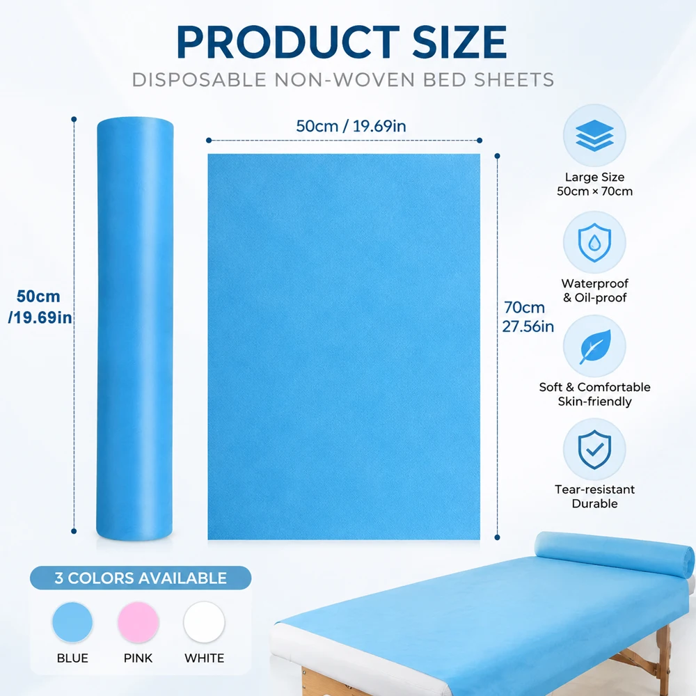 50pcs/Roll Disposable Spa Massage Mattress Sheets Salon Massage Bed Sheets Non-Woven Table Cover Paper Roll Tattoo Supply
