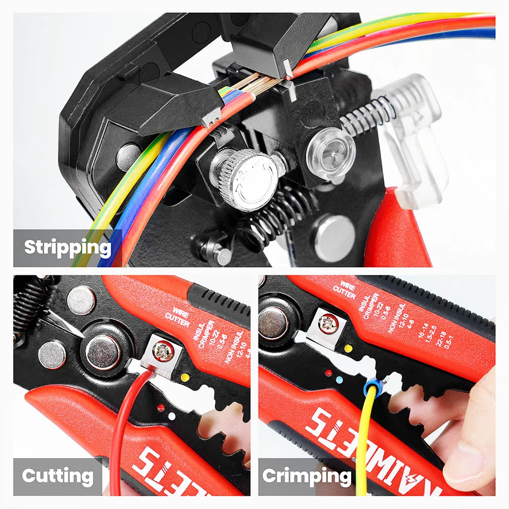 KAIWEETS KWS-103 Multifunctional Automatic Wire Stripper, Wire Cutting, Terminals Crimping Tool with TPR Handle